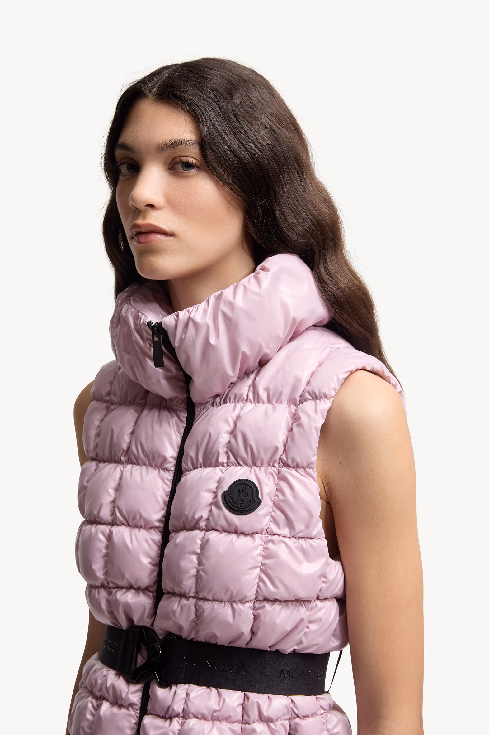 Chaleco plumífero con acolchado a cuadros Emilion Mujer Rosado Moncler 4